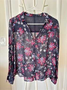 V neck sheer floral blouse Small/38